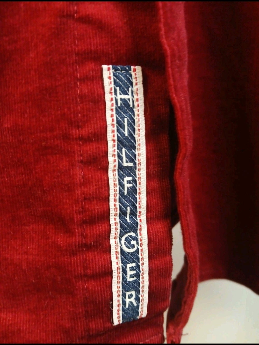 Tommy Hilfiger Vintage Women's Red Corduroy Long-Sleeve Snap Shirt - Picture 4 of 6